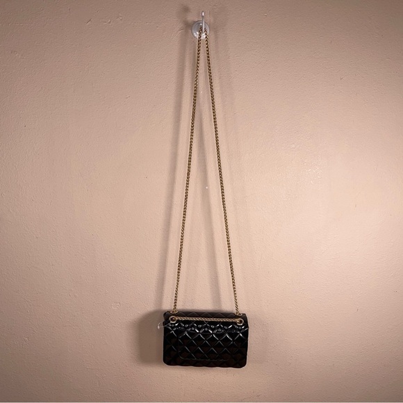 SMALL BLACK GOLD JELLY PURSE SMALL GOTH GLAM QUILTED LOOK - Picture 11 of 15